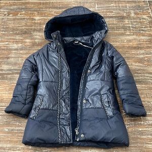 Toddler Girls Navy Blue Down Winter Coat- Size 3/4